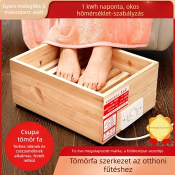 Tömörfa kivitelű lábmelegítő készülék, Modell CC-42, alacsony energiafogyasztású elektromos fűtőtest, otthonra és irodába (Modell CC-42, Tömörfa, Alacsony energiafogyasztás)