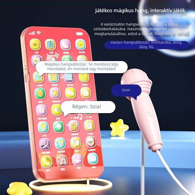 Oktató játéktelefon gyerekeknek — újratölthető, interaktív tanulótelefon zene és érzelmi interakcióval (4–6 éveseknek)