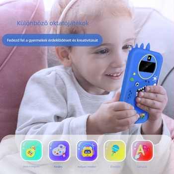 Gyerekek intelligens játéktelefon fényképező- és videófelvételi kamerával, MP3 lejátszó, zseblámpa, ébresztőóra és kalkulátor