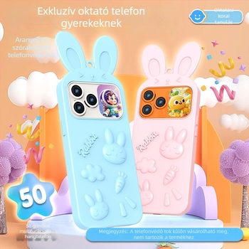 Korai nevelés mesemachine gyerekeknek - Elektromos játéktelefon alma ihletésű rajzfilmszerű dizájnnal, fejleszti érzelmeket, látást és intelligenciát; elemről működik, 7-14 éveseknek