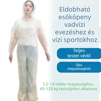 Felnőtt kétrészes esőkabát és esőnadrág készlet raftinghoz és vízi tevékenységekhez, teljes testvédő öltözet lábvédőkkel, 3 személyes készlet