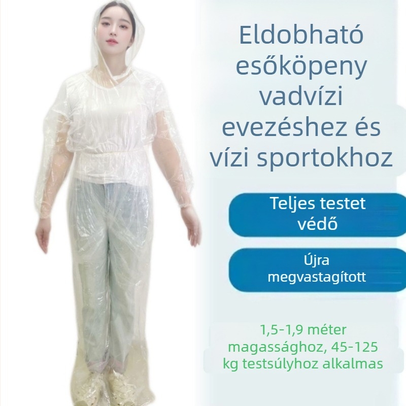 Felnőtt kétrészes esőkabát és esőnadrág készlet raftinghoz és vízi tevékenységekhez, teljes testvédő öltözet lábvédőkkel, 3 személyes készlet