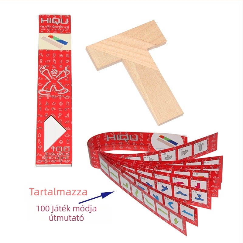 Háromdimenziós, fa T-alakú puzzle – Geometriai négyszög alakú kirakó tiniknek, testreszabható