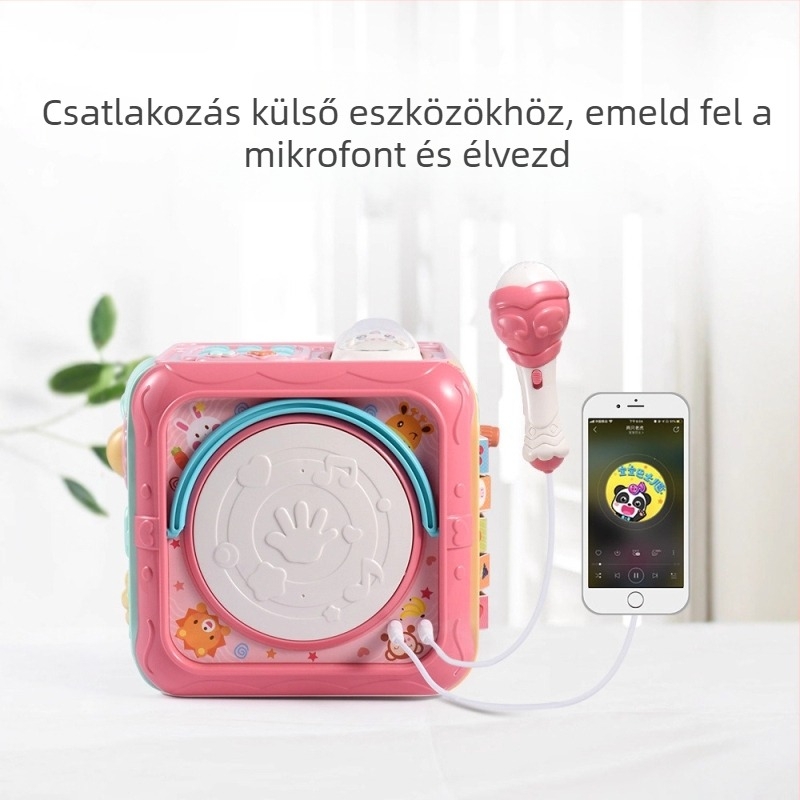 Hatszögletű baba-telefon játék – korai oktatás zenével, műanyag, elemes, 0–3 éveseknek, memória nélküli