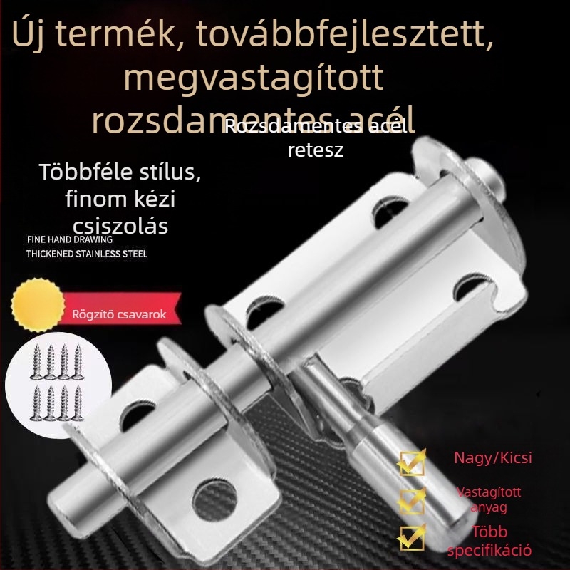 Fúrás nélküli rozsdamentes acél ajtózár, fa ajtókhoz és ablakokhoz, kis antifolt retesz, felületre szerelt, retró stílus