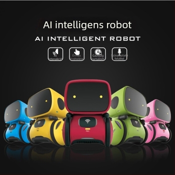 AI párbeszédrobot korai neveléshez — oktatási történet- és tánc gép, távvezérlő, hangfelismerés, zene/felvétel, érintésre válaszoló