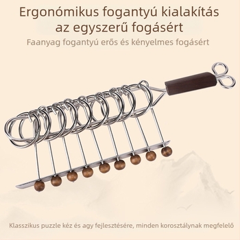Kilencláncos rejtvény – Vasból készült felnyitható gyűrűs játék 4–6 éves gyermekeknek