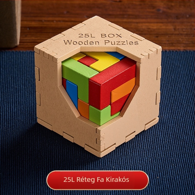 Fából készült Kong Ming Lock kirakó – Mi xiaolai márka, 7–14 éves korosztálynak