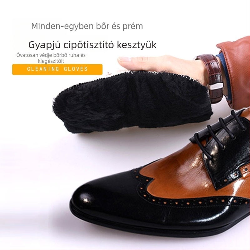 Raktáron – nagykereskedelmi tiszta gyapjú bőrápoló készlet: cipőtisztító kendő, poreltávolító kesztyű és polírozó kesztyű