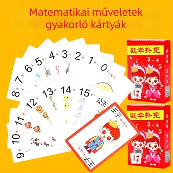 Összeadás–kivonás–szorzás–osztás matematikai pókerkártyák – oktató segédeszköz, szülő-gyermek interaktív számolási játék.