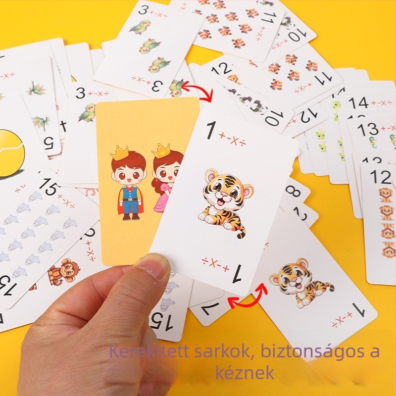 Összeadás–kivonás–szorzás–osztás matematikai pókerkártyák – oktató segédeszköz, szülő-gyermek interaktív számolási játék.