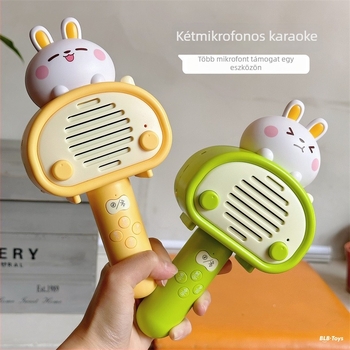 Gyermekeknek szóló Bluetooth énekmikrofon aranyos nyuszi karakterével – All-in-One oktató játék, újratölthető, alkalmazáson keresztül vezérelhető, 4–6 éveseknek