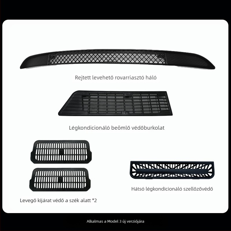 Tesla Model Y Új verzió Szúnyogháló a motorháztetőhöz és védőfedél a légbeömlőnek (ABS)