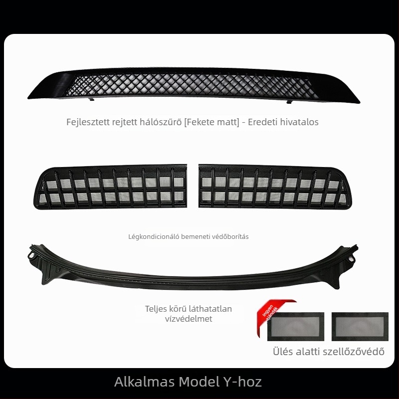 Tesla Model Y Új verzió Szúnyogháló a motorháztetőhöz és védőfedél a légbeömlőnek (ABS)