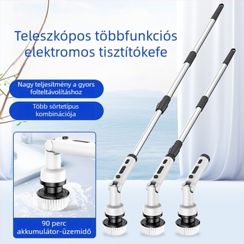 Hosszú fogantyúval rendelkező vezeték nélküli elektromos tisztító kefe, összecsukható és forgó, konyha és fürdőszoba számára
