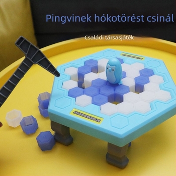 Xunbei Pingvin Ice-Breaker társasjáték gyerekeknek, két játékos - műanyag belső használatra készült puzzle, 4-6 éveseknek, fejleszti a kéz-szem koordinációt és a szülő-gyermek kommunikációt