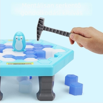 Xunbei Pingvin Ice-Breaker társasjáték gyerekeknek, két játékos - műanyag belső használatra készült puzzle, 4-6 éveseknek, fejleszti a kéz-szem koordinációt és a szülő-gyermek kommunikációt