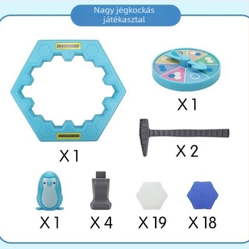 Xunbei Pingvin Ice-Breaker társasjáték gyerekeknek, két játékos - műanyag belső használatra készült puzzle, 4-6 éveseknek, fejleszti a kéz-szem koordinációt és a szülő-gyermek kommunikációt