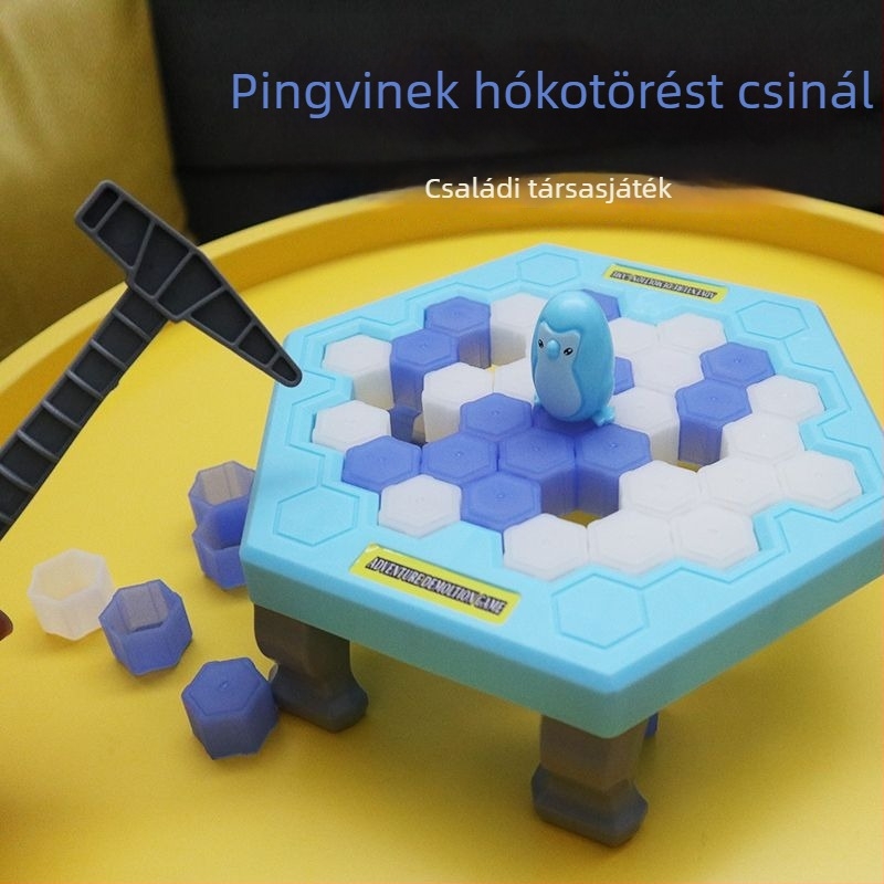 Xunbei Pingvin Ice-Breaker társasjáték gyerekeknek, két játékos - műanyag belső használatra készült puzzle, 4-6 éveseknek, fejleszti a kéz-szem koordinációt és a szülő-gyermek kommunikációt