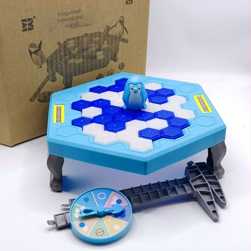 Xunbei Pingvin Ice-Breaker társasjáték gyerekeknek, két játékos - műanyag belső használatra készült puzzle, 4-6 éveseknek, fejleszti a kéz-szem koordinációt és a szülő-gyermek kommunikációt