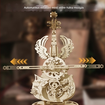 Fából készült puzzle zenélő doboz cselló és hegedű motívumokkal – DIY kézzel összeállítható, gravírozott