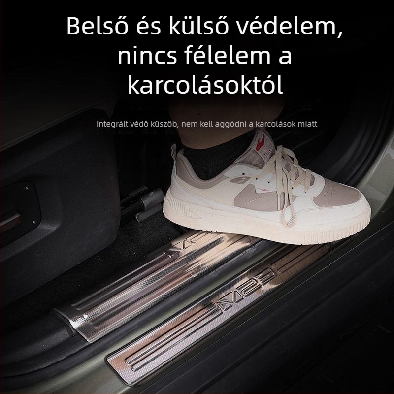 Chery iCAR V23-kompatibilis rozsdamentes acélból készült hópehely mintázatú küszöbprofil és belépőpedál felület