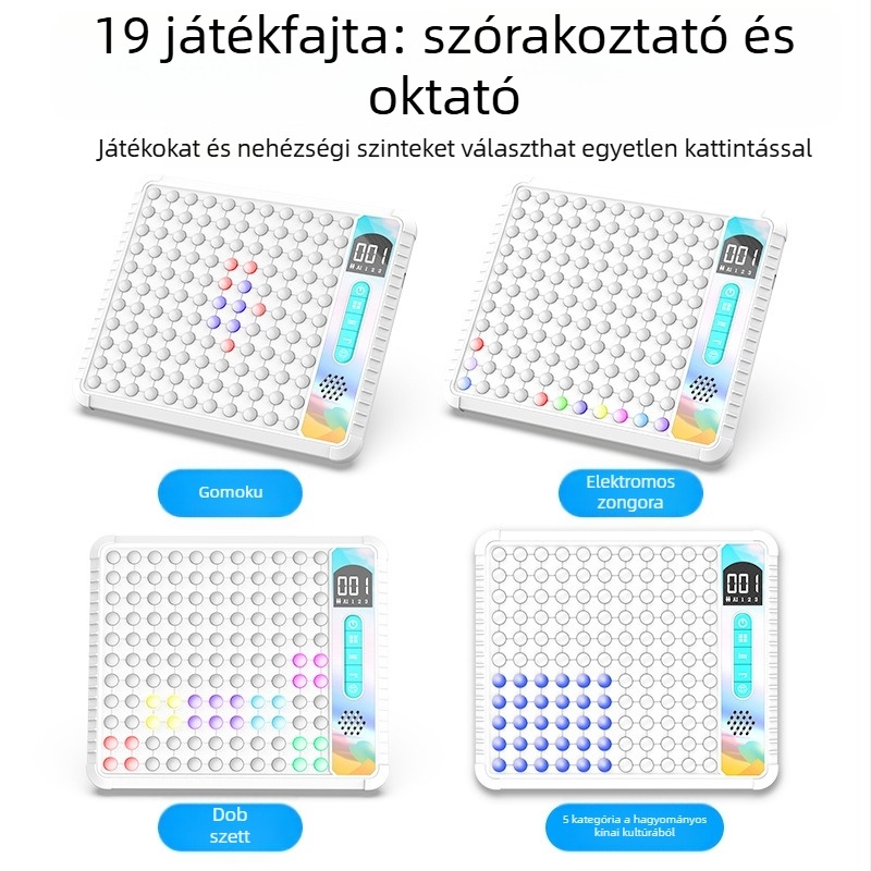 AI-vezérelt elektronikus sakktábla – többfunkciós Go, Gomoku, Dáma, X és O – oktató játék minden korosztálynak
