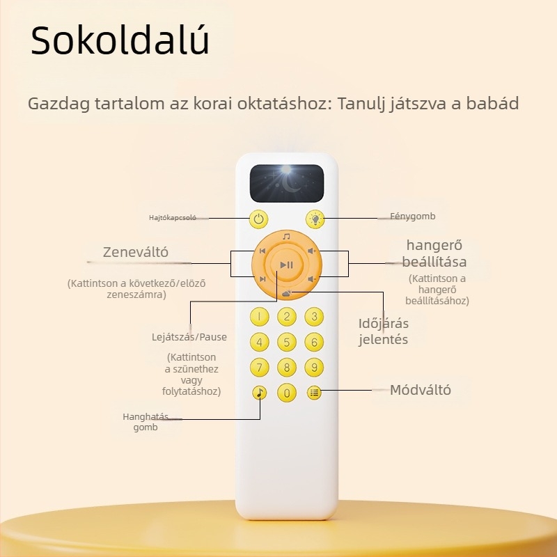 Távirányítható oktató játék zenével, 0–3 éveseknek, multifunkcionális (Anyag: műanyag • Tápellátás: normál száraz elem • Korosztály: 0–3 év)