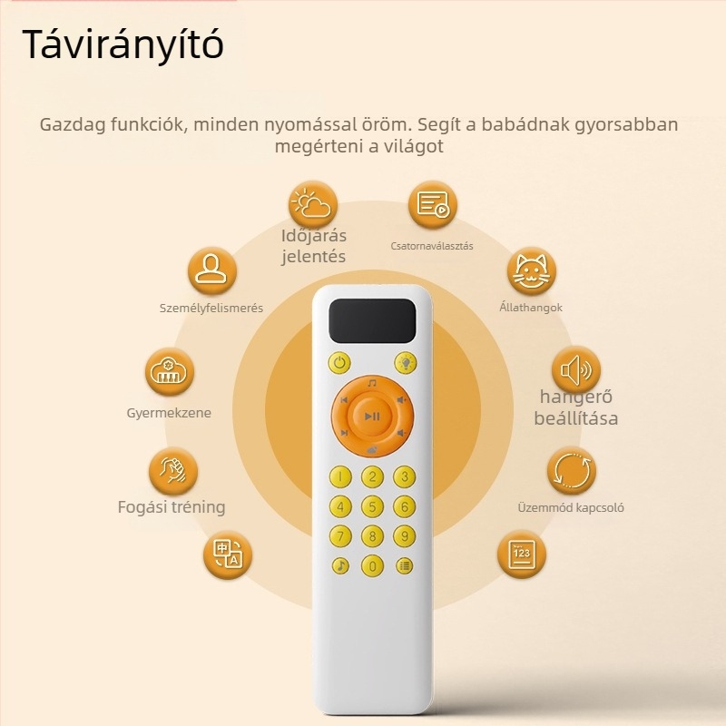 Távirányítható oktató játék zenével, 0–3 éveseknek, multifunkcionális (Anyag: műanyag • Tápellátás: normál száraz elem • Korosztály: 0–3 év)