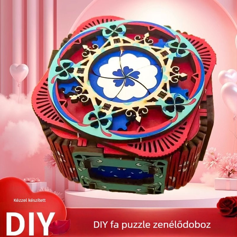Fából készült DIY zenei doboz, 3D modell, gravírozás és UV-nyomtatás