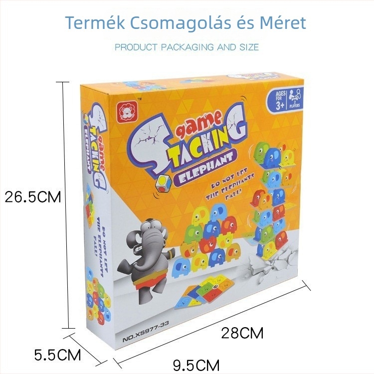Elefánttorony Puzzle Játék – Gyerekeknek 4–6 évesek, asztali logikai játék – Műanyagból, fejleszti intelligenciát, kézügyességet, szem-kéz koordinációt, szülő-gyermek interakció