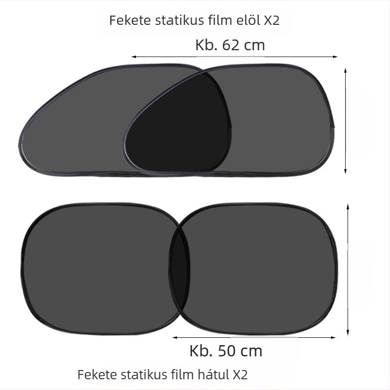 Autó oldalsó ablakához árnyékoló függöny — PMMA, univerzális illeszkedés, minimalist stílus, telepítés statikus matricával, egyedi feldolgozás
