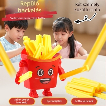 Műanyag puzzlejáték szimulált sült krumplikkal, családi interaktív társasjáték két játékos számára, 4–6 éveseknek