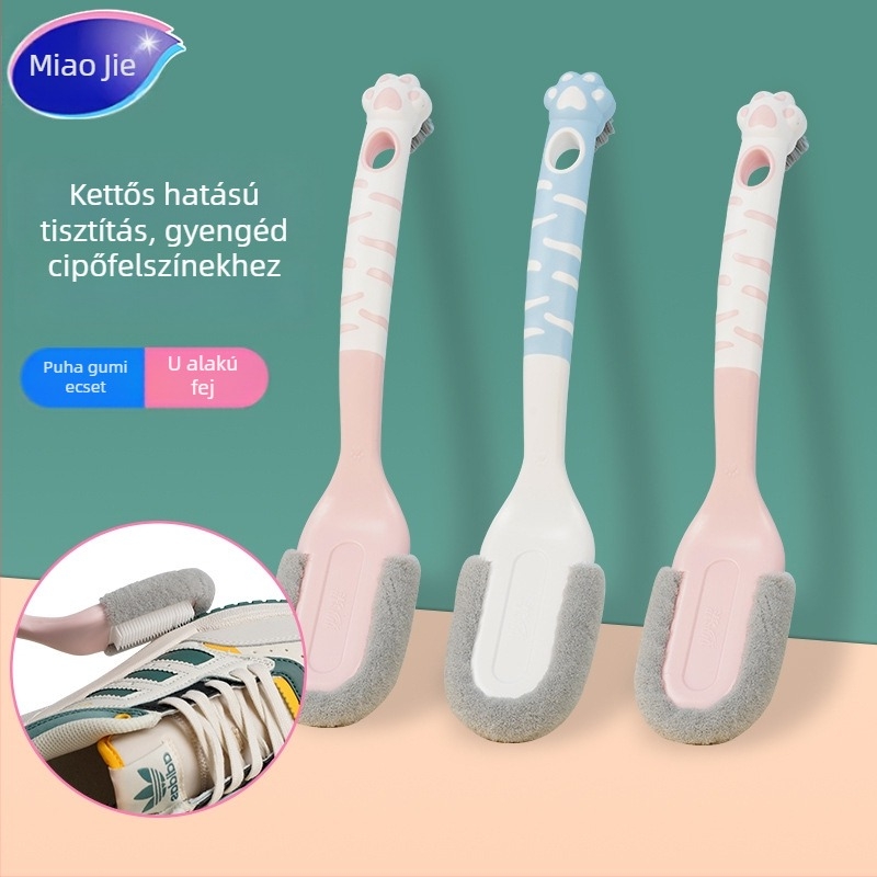 Miaojie cipőseprő – kettős fej, hosszú nyél, PP/PE anyag, cipőápolás, 24 darabos készlet