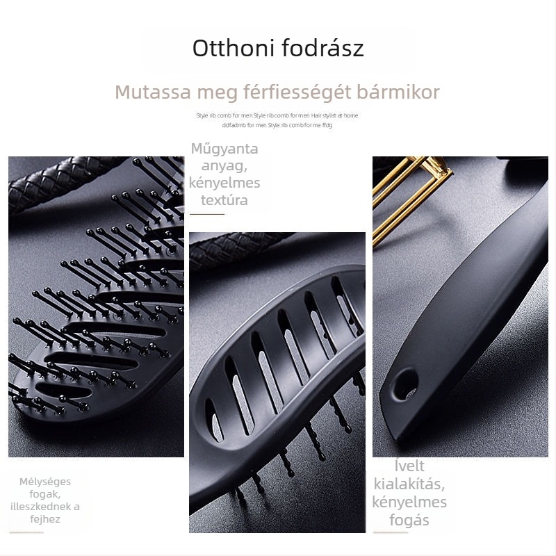 Hajformázó fésű széles fogú kivitel, ívelt formázó fogak, fejbőr masszírozó, minimalist dizájn