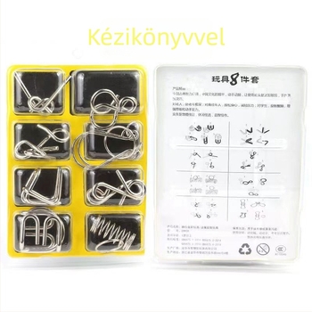 Fém Kongming Lock / Luban Lock kirakós gyűrű, 7–14 éveseknek, ötvözet konstrukció, blisteres csomagolás, DIY-kompatibilis