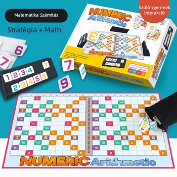 Családi társasjáték matematika és aritmetika, szivárvány blokkokkal a logikus gondolkodás fejlesztéséhez — műanyag, puzzle, 7–14 éveseknek, interaktív szülő-gyermek játék