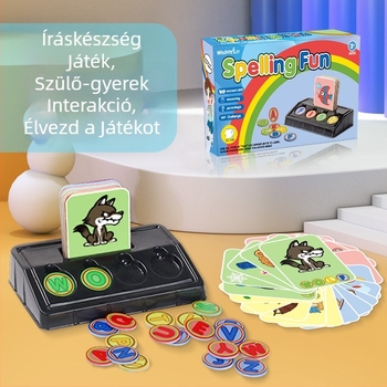 Interaktív családi társasjáték kártyákkal szavak tanulásáért, kognitív fejlődésért és korai angol oktatásért