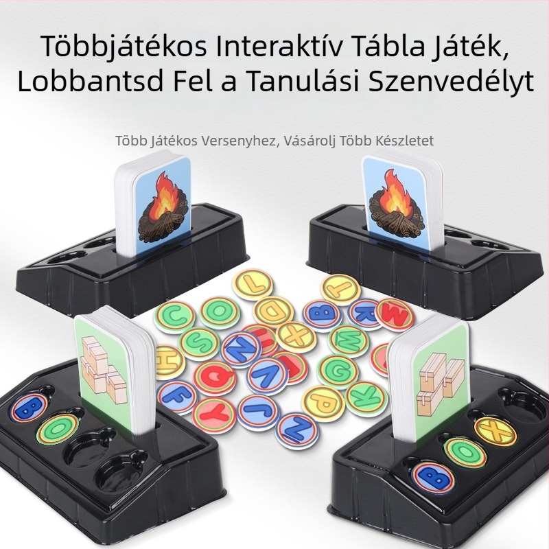 Interaktív családi társasjáték kártyákkal szavak tanulásáért, kognitív fejlődésért és korai angol oktatásért