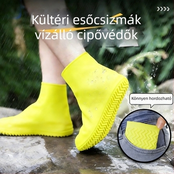 Szilikon cipővédők esőre, vízálló, csúszásmentes, kopásálló, porvédő, összecsukható, hordozható kültéri utazásokhoz