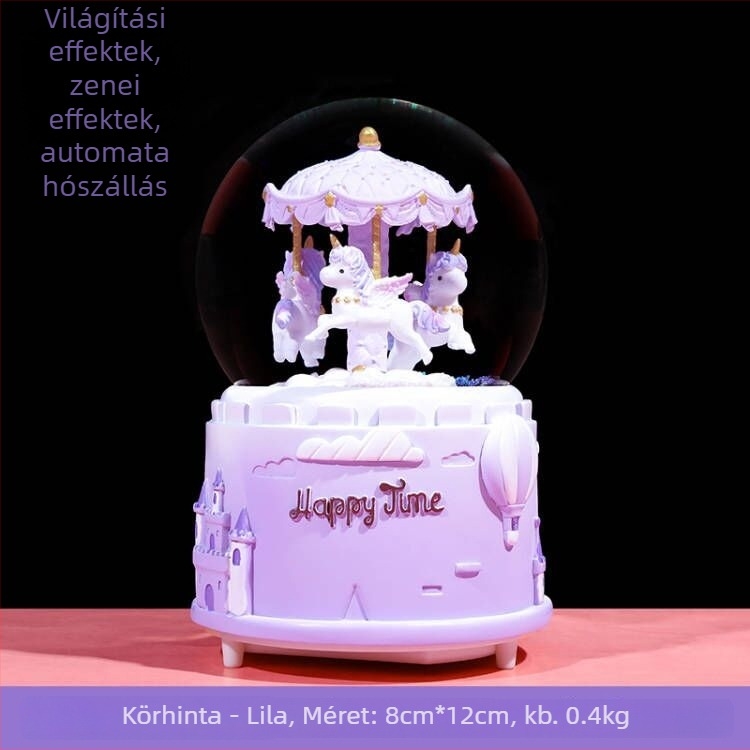 Új stílusú lányos forgó karusszel kristálygömb zenei dobozzal és éjjeli fénnyel – asztali dekoráció tanulóknak