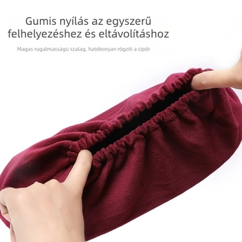 Flanel cipővédők háztartási használatra, mosható, felnőtteknek, csúszásmentes, vastagított, 2 pár