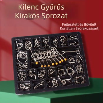 Kilenc gyűrűs Luban zár-puzzle — vasból, a türelem fejlesztése, szabad kombinációk 20/25/30/45, testreszabható rajzok