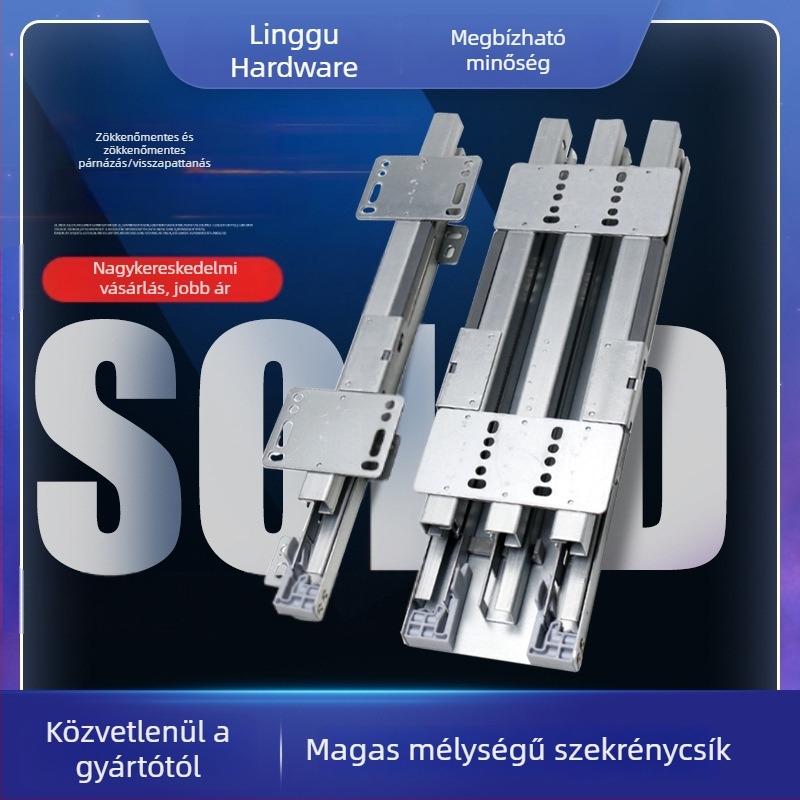 Rejtett, nehéz teherű csúszóvassak mély szekrényekhez – csendes működés, felső és alsó szerelés (Anyag: hidegen hengerelt acél; Felületkezelés: galvanizált; Modell: Heaven and Earth rail; Márka: Zuo gang; Stílus: Modern minimalizmus)
