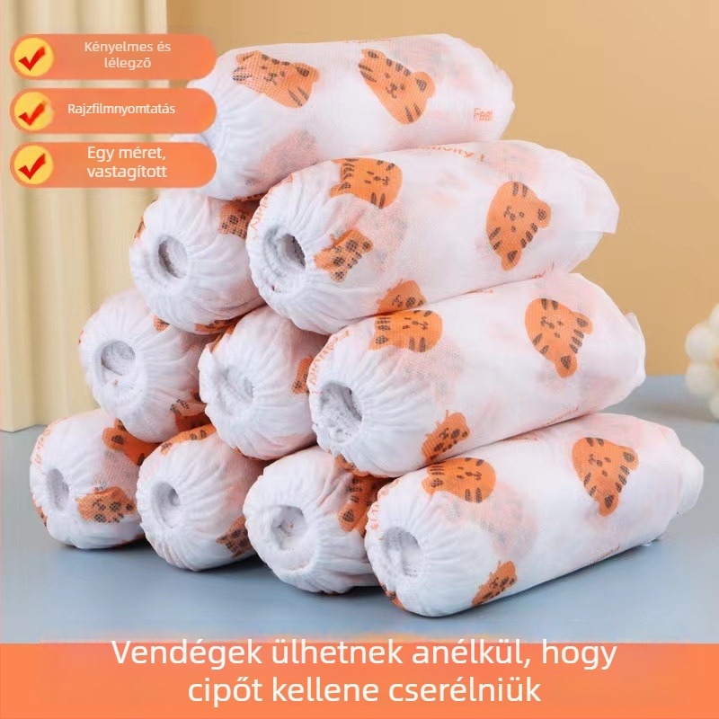 Egyszer használatos cipővédő, vastagabb nemszövött textilből, beltéri használatra, csúszásmentes, kopásálló és vízálló, dobozban 1000 darab