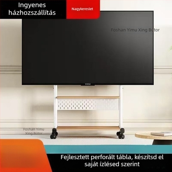 Mozgatható padlón álló TV állvány kerekekkel, nappaliba és kis apartmanokhoz – multifunkcionális televíziós szekrény