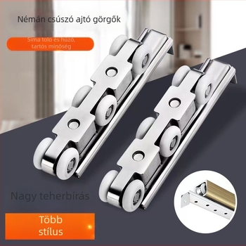 Csúszóajtó görgő, rozsdamentes acélból, csiszolt felülettel, 8 görgő, nylon görgők, modellek 4/6/8/12