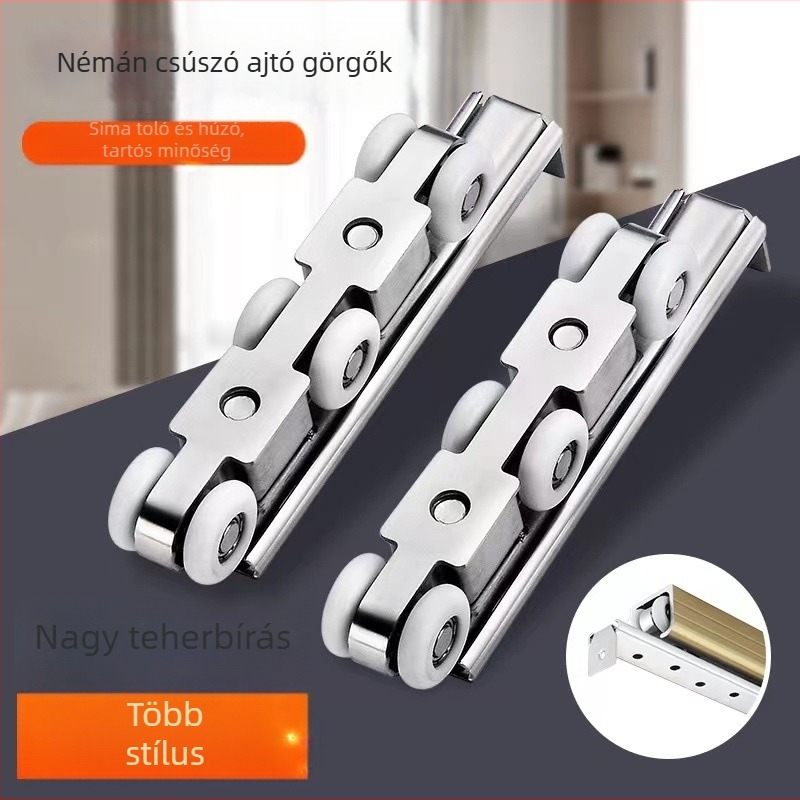 Csúszóajtó görgő, rozsdamentes acélból, csiszolt felülettel, 8 görgő, nylon görgők, modellek 4/6/8/12