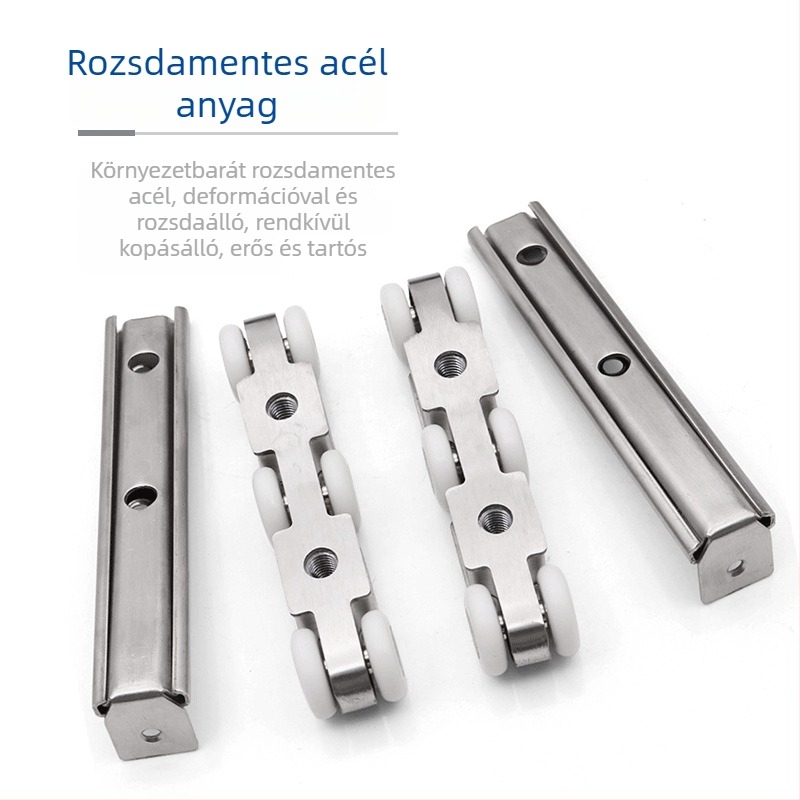 Csúszóajtó görgő, rozsdamentes acélból, csiszolt felülettel, 8 görgő, nylon görgők, modellek 4/6/8/12