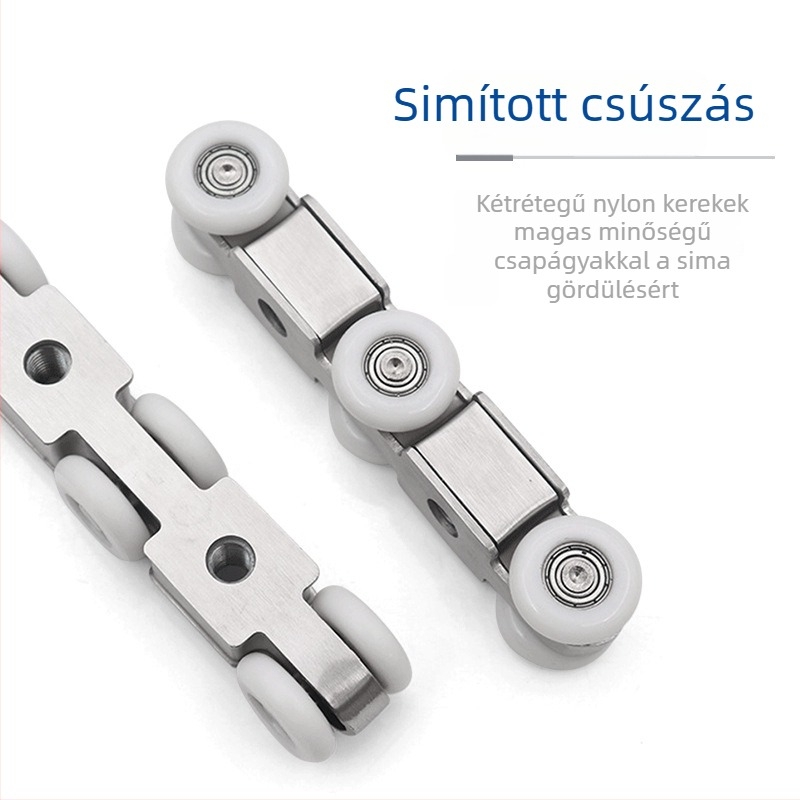 Csúszóajtó görgő, rozsdamentes acélból, csiszolt felülettel, 8 görgő, nylon görgők, modellek 4/6/8/12